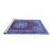 Sideview of Machine Washable Medallion Blue Traditional Rug, wshtr2883blu