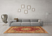 Machine Washable Medallion Brown Traditional Rug in a Living Room,, wshtr2883brn