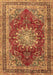 Machine Washable Medallion Brown Traditional Rug, wshtr2883brn