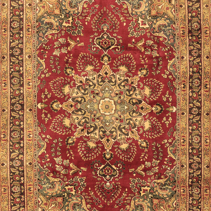 Machine Washable Medallion Brown Traditional Rug, wshtr2883brn