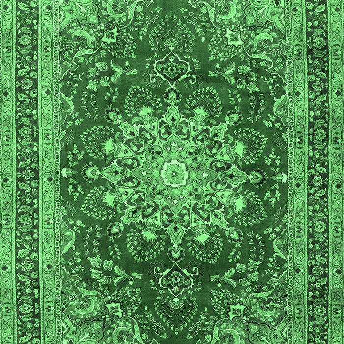 Machine Washable Medallion Emerald Green Traditional Area Rugs, wshtr2883emgrn