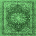 Square Medallion Emerald Green Traditional Rug, tr2883emgrn