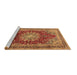 Sideview of Machine Washable Medallion Brown Traditional Rug, wshtr2883brn