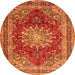 Square Medallion Orange Traditional Rug, tr2883org