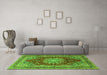 Machine Washable Medallion Green Traditional Area Rugs in a Living Room,, wshtr2883grn