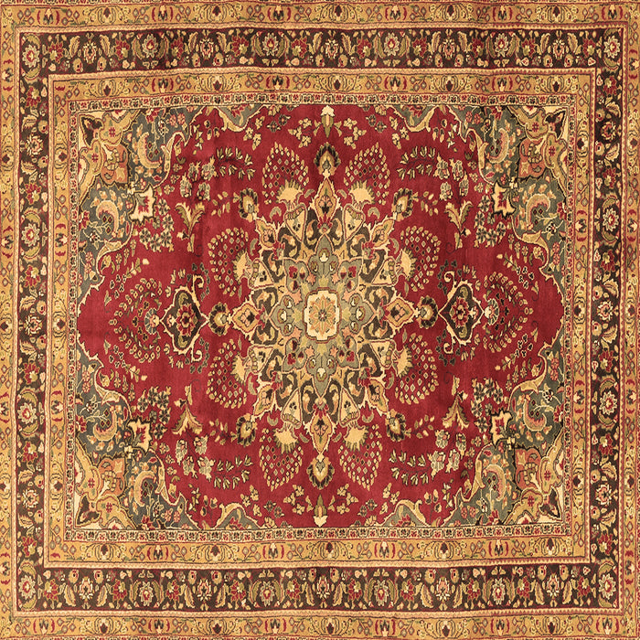 Square Medallion Brown Traditional Rug, tr2883brn
