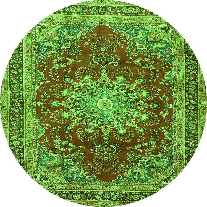 Machine Washable Medallion Green Traditional Area Rugs, wshtr2883grn