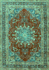 Medallion Turquoise Traditional Rug, tr2883turq