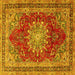 Square Medallion Yellow Traditional Rug, tr2883yw