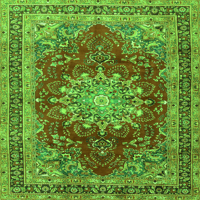 Serging Thickness of Medallion Green Traditional Rug, tr2883grn