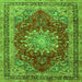 Serging Thickness of Medallion Green Traditional Rug, tr2883grn