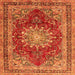 Serging Thickness of Medallion Orange Traditional Rug, tr2883org