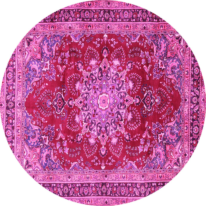 Round Medallion Pink Traditional Rug, tr2883pnk