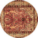 Round Machine Washable Persian Brown Traditional Rug, wshtr2884brn