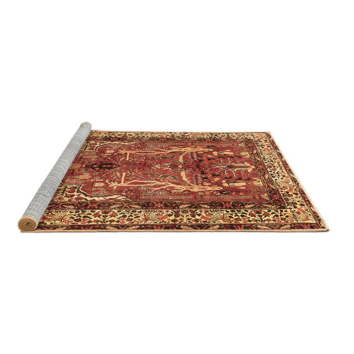 Sideview of Machine Washable Persian Brown Traditional Rug, wshtr2884brn