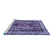 Sideview of Machine Washable Persian Blue Traditional Rug, wshtr2884blu