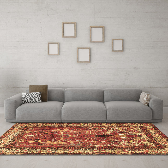Machine Washable Persian Brown Traditional Rug in a Living Room,, wshtr2884brn