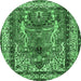 Round Persian Emerald Green Traditional Rug, tr2884emgrn