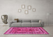 Machine Washable Persian Pink Traditional Rug in a Living Room, wshtr2884pnk