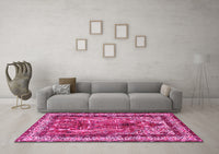 Machine Washable Persian Pink Traditional Rug, wshtr2884pnk