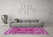 Machine Washable Persian Purple Traditional Area Rugs in a Living Room, wshtr2884pur