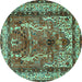 Round Persian Turquoise Traditional Rug, tr2884turq