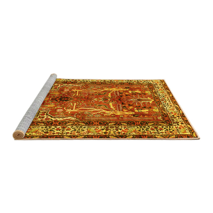 Sideview of Machine Washable Persian Yellow Traditional Rug, wshtr2884yw