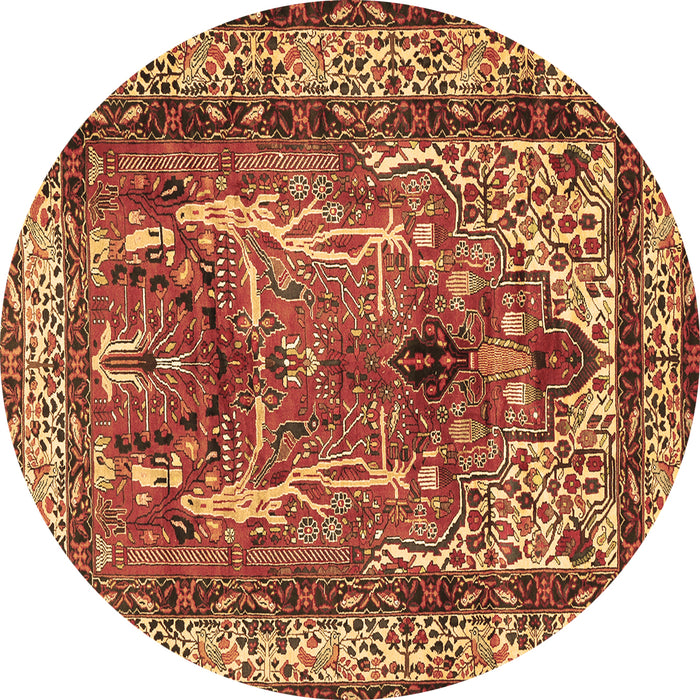 Round Persian Brown Traditional Rug, tr2884brn