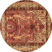 Round Persian Brown Traditional Rug, tr2884brn