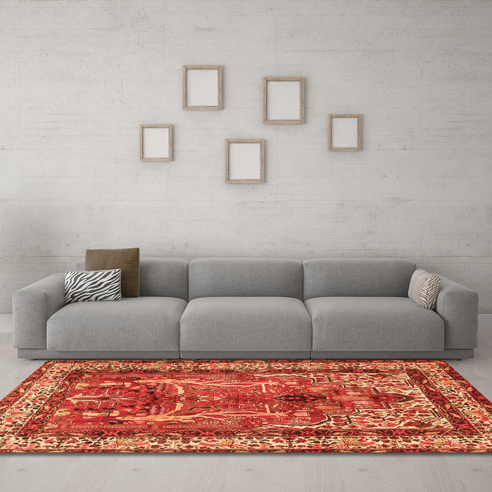 Machine Washable Persian Orange Traditional Area Rugs in a Living Room, wshtr2884org