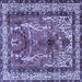 Square Machine Washable Persian Blue Traditional Rug, wshtr2884blu