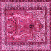 Square Machine Washable Persian Pink Traditional Rug, wshtr2884pnk