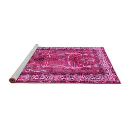 Sideview of Machine Washable Persian Pink Traditional Rug, wshtr2884pnk