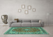 Machine Washable Persian Turquoise Traditional Area Rugs in a Living Room,, wshtr2885turq