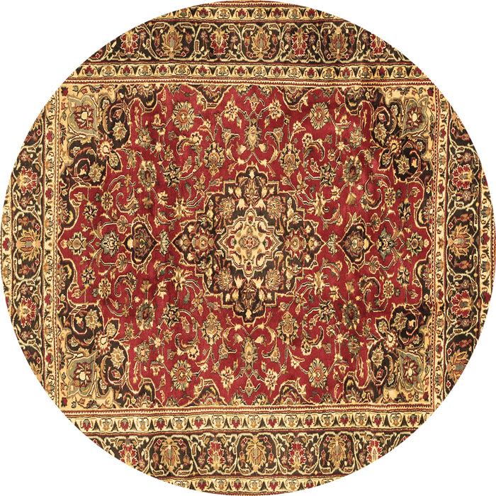 Round Machine Washable Persian Brown Traditional Rug, wshtr2885brn
