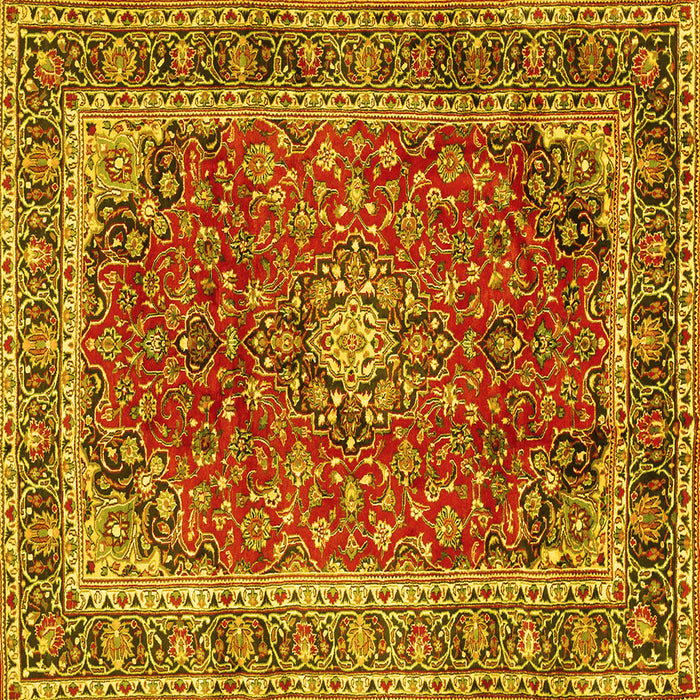 Square Machine Washable Persian Yellow Traditional Rug, wshtr2885yw