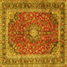 Square Machine Washable Persian Yellow Traditional Rug, wshtr2885yw