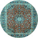 Round Machine Washable Persian Light Blue Traditional Rug, wshtr2885lblu