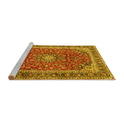 Sideview of Machine Washable Persian Yellow Traditional Rug, wshtr2885yw