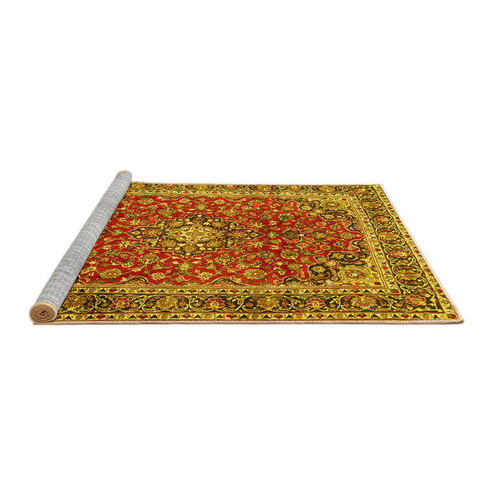 Sideview of Machine Washable Persian Yellow Traditional Rug, wshtr2885yw