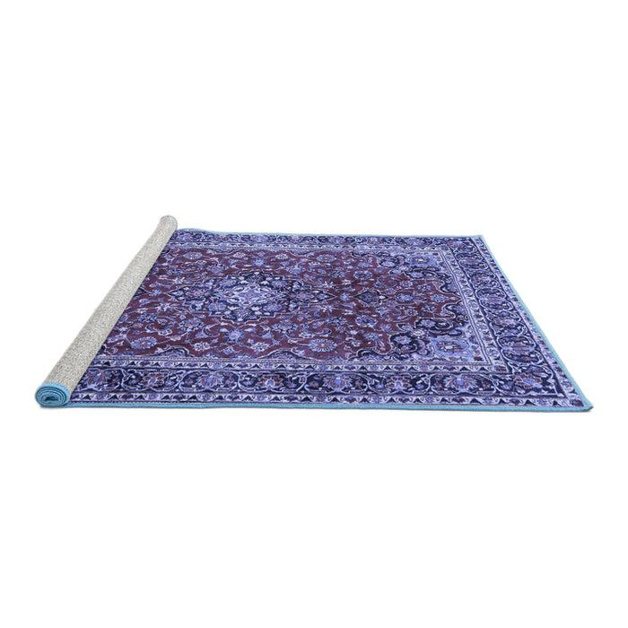 Sideview of Machine Washable Persian Blue Traditional Rug, wshtr2885blu