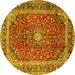 Round Machine Washable Persian Yellow Traditional Rug, wshtr2885yw