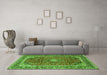 Machine Washable Persian Green Traditional Area Rugs in a Living Room,, wshtr2885grn