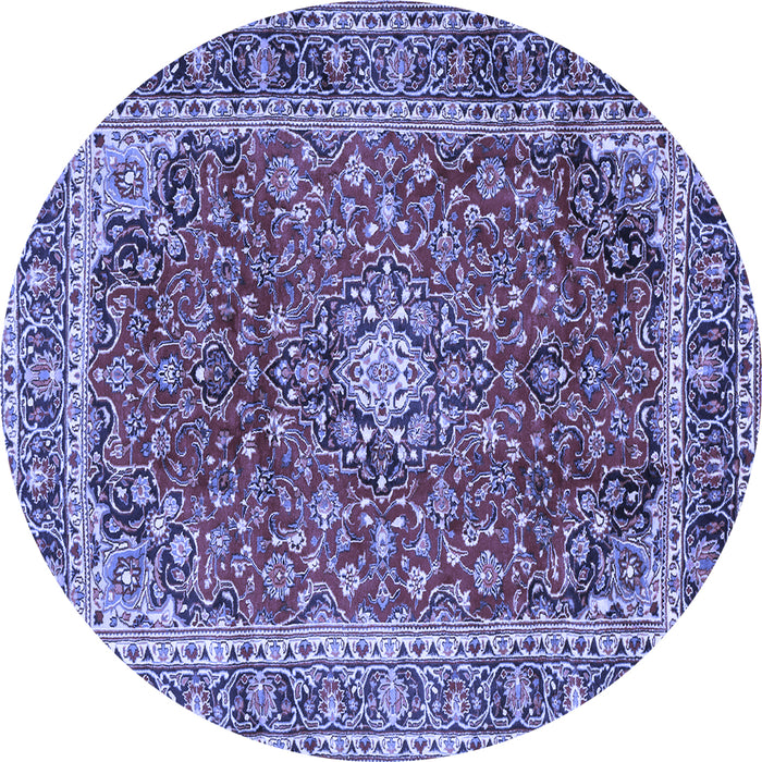Round Machine Washable Persian Blue Traditional Rug, wshtr2885blu