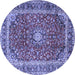 Round Machine Washable Persian Blue Traditional Rug, wshtr2885blu