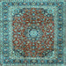 Square Machine Washable Persian Light Blue Traditional Rug, wshtr2885lblu