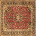 Square Machine Washable Persian Brown Traditional Rug, wshtr2885brn