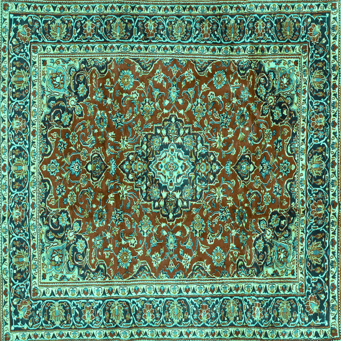 Square Persian Turquoise Traditional Rug, tr2885turq