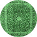 Round Persian Emerald Green Traditional Rug, tr2885emgrn