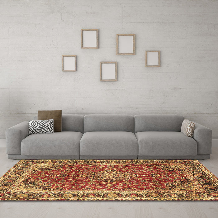 Machine Washable Persian Brown Traditional Rug in a Living Room,, wshtr2885brn